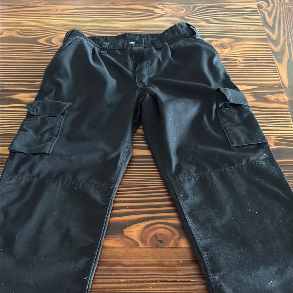 Black Cargo Pants with Relaxed Fit and Elastic Waistband